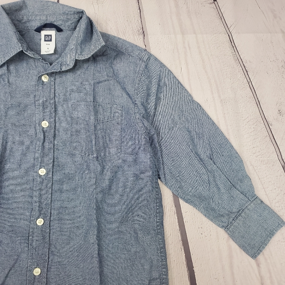 Gap Boys Small Soft Denim Button-Down Shirt – Casual Kids Top - Picture 3 of 5